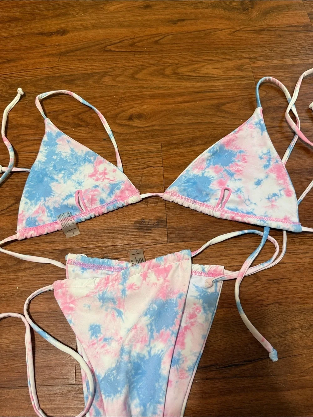 Two Piece Triangle Bikini Set Tie Die - Picture 7 of 8